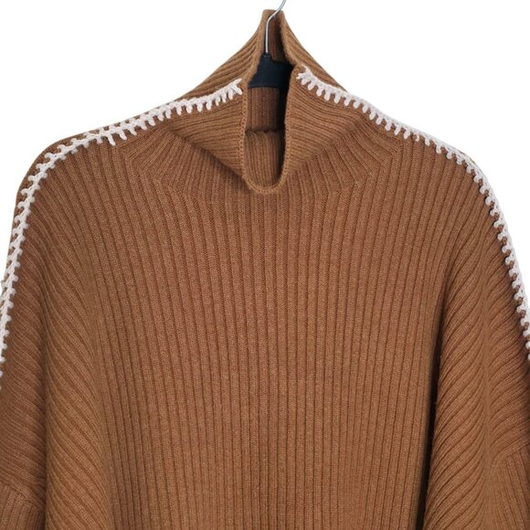 Rag & Bone Ingrid Dark Brown Ribbed Turtleneck Whipstitch Wool Sweater Size‎ L - Picture 5 of 11